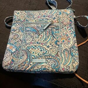 Vera Bradley Blue and White Crossbody Bag with Quilted Paisley Design